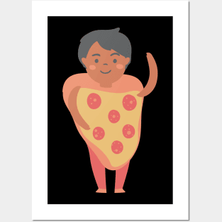 Cute Kid in pizza costume Posters and Art